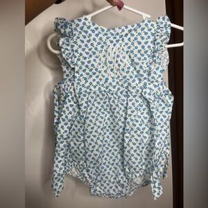 Blue Floral Ruffle Sleeve Kids Blouse